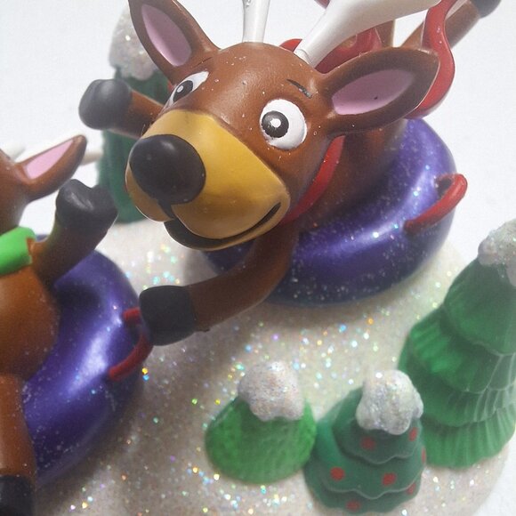Hallmark Ornament Reindeer Tubing Fun Christmas Tree Decor Winter Snow - Picture 2 of 7